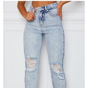 White fox boutique “hang in there” jeans